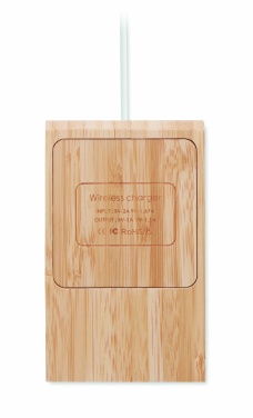 Logo trade corporate gift photo of: Bamboo wireless charger  10W ODOS
